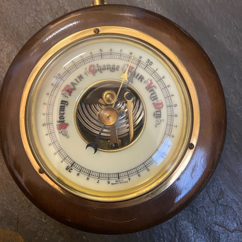 Vintage Wood and brass Barometer